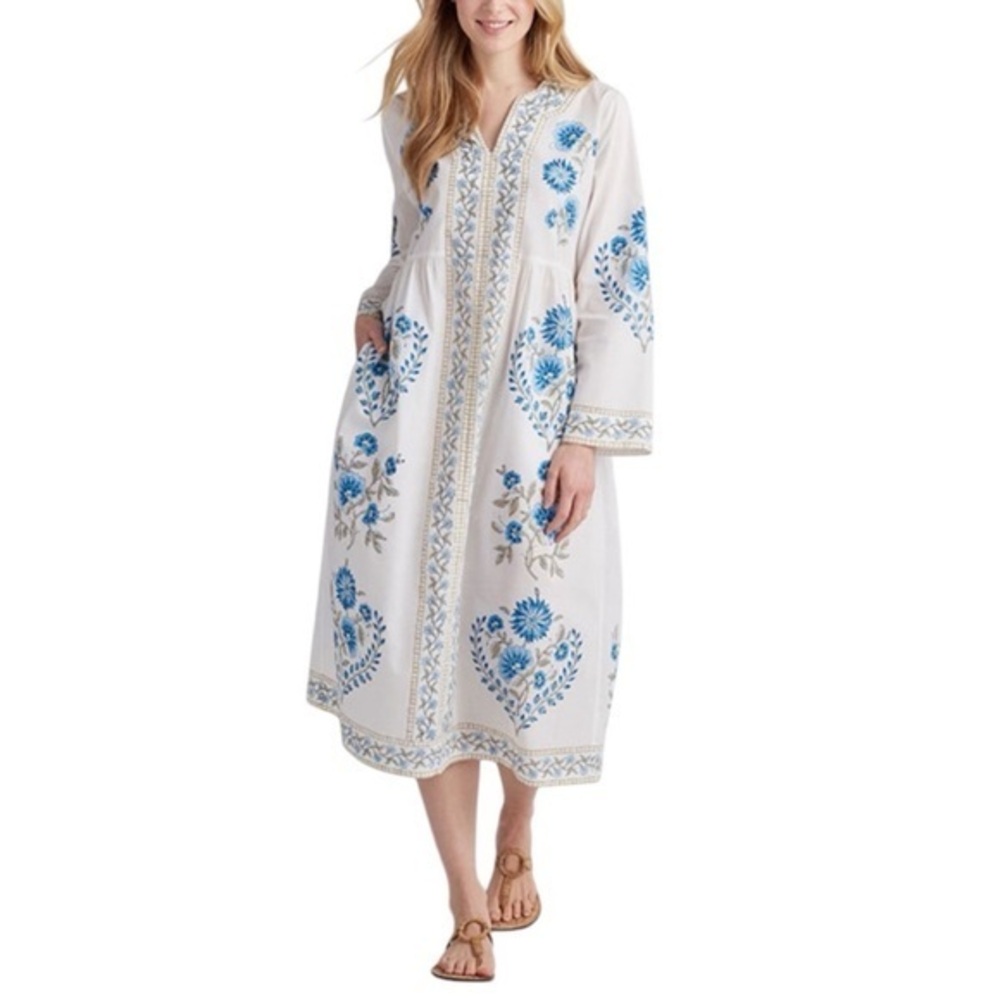 NWT The Company‎ Store Voile Printed Blue & White Caftan Dress XS